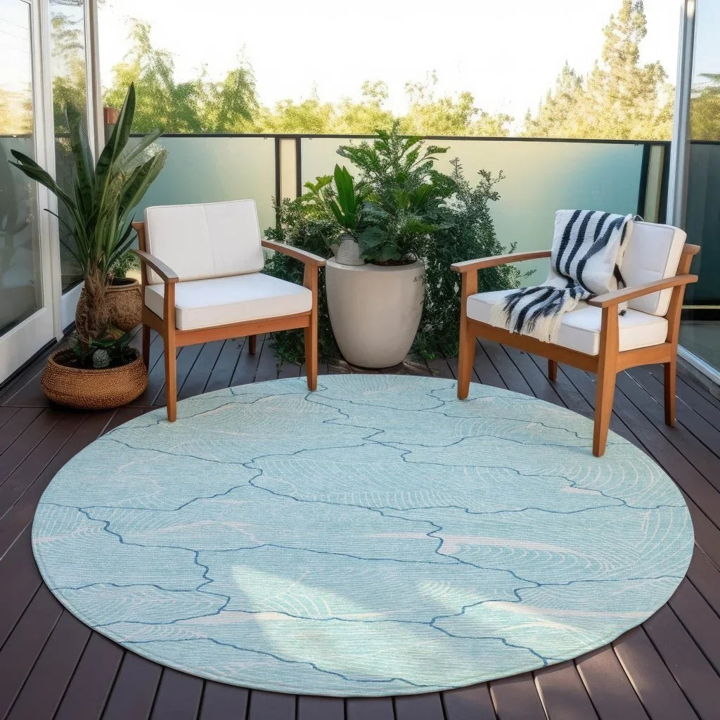 Sahari Teal Washable Indoor-Outdoor Rug-Outdoor Rugs-LOOMLAN Rugs-LOOMLAN