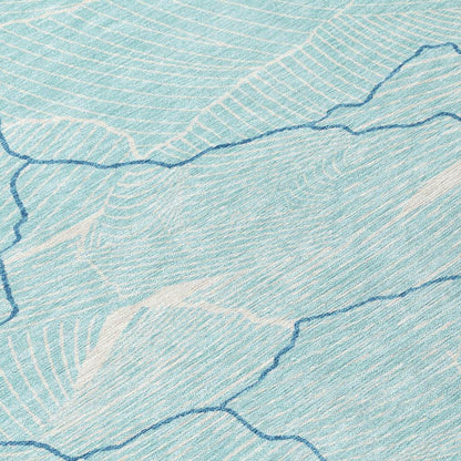 Sahari Teal Washable Indoor-Outdoor Rug-Outdoor Rugs-LOOMLAN Rugs-LOOMLAN