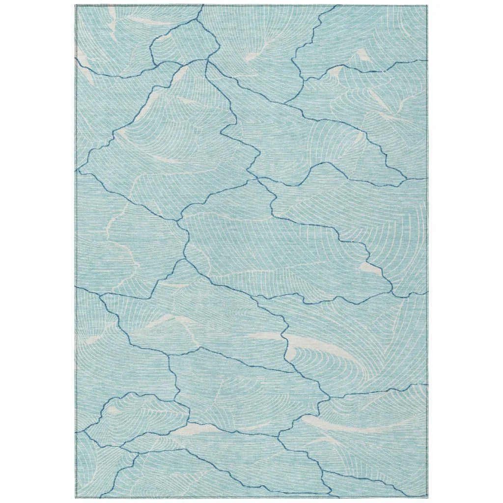 Sahari Teal Washable Indoor-Outdoor Rug-Outdoor Rugs-LOOMLAN Rugs-2'6" x 3'10"-LOOMLAN