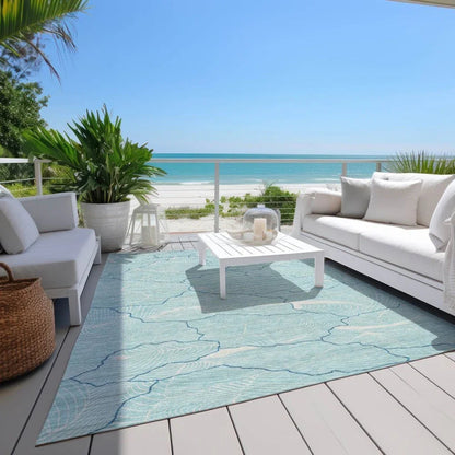 Sahari Teal Washable Indoor-Outdoor Rug-Outdoor Rugs-LOOMLAN Rugs-LOOMLAN