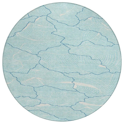 Sahari Teal Washable Indoor-Outdoor Rug-Outdoor Rugs-LOOMLAN Rugs-8' x 8'-LOOMLAN