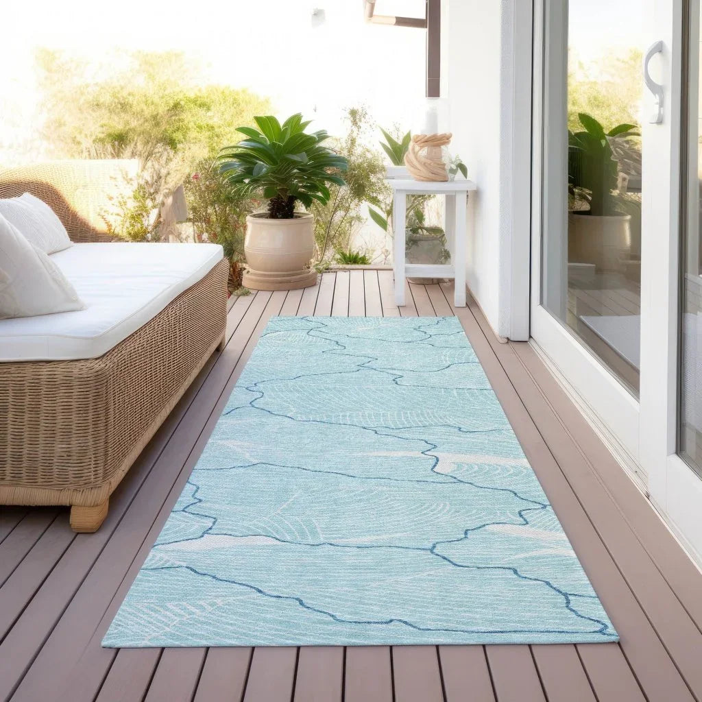 Sahari Teal Washable Indoor-Outdoor Rug-Outdoor Rugs-LOOMLAN Rugs-LOOMLAN