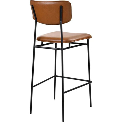 Sailor Brown Top Grain Tan Leather Barstool - LOOMLAN - Moe's Home - Bar Stools