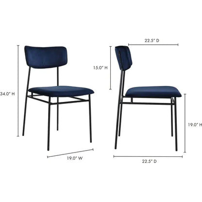 Sailor Leather Armless Dining Chair Set of 2 - LOOMLAN - Moe's Home - Dining Chairs