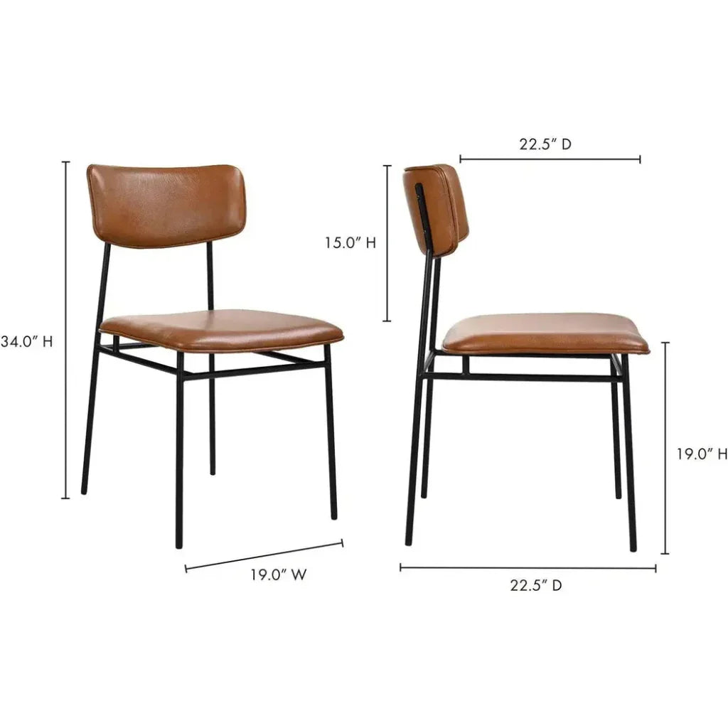 Sailor Leather Armless Dining Chair Set of 2 - LOOMLAN - Moe's Home - Dining Chairs
