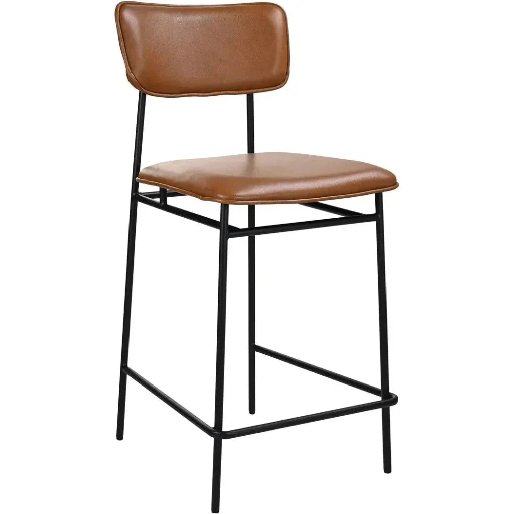 Sailor Top Grain Brown Leather Counter Stool - LOOMLAN - Moe's Home - Counter Stools