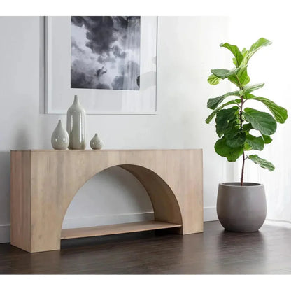 Salma Console Table SolidWood Whitewash - LOOMLAN - SUNPAN - Console Tables