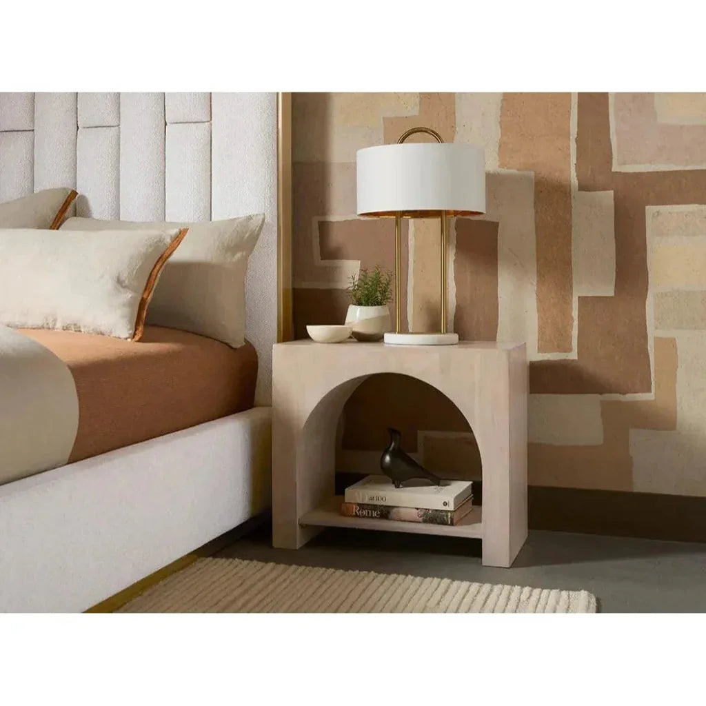 Salma Side Table Modern Whitewash SolidWood - LOOMLAN - SUNPAN - Side Tables