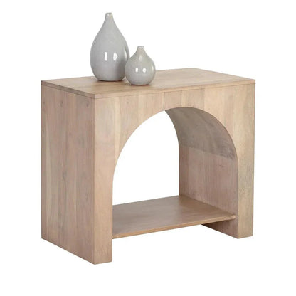 Salma Side Table Modern Whitewash SolidWood - LOOMLAN - SUNPAN - Side Tables