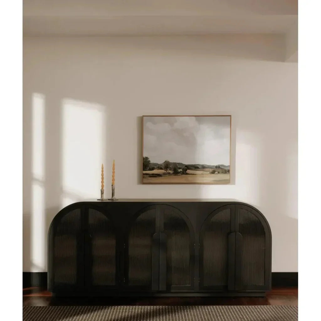 Salone Wood and Glass Black Sideboard - LOOMLAN - Moe's Home - Sideboards