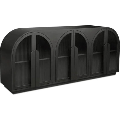 Salone Wood and Glass Black Sideboard - LOOMLAN - Moe's Home - Sideboards