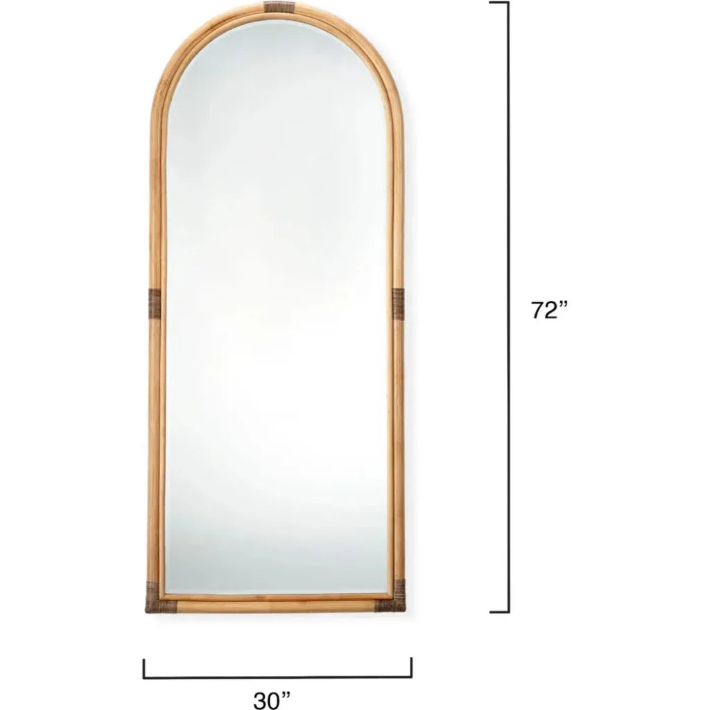Saltwater Rattan d Vertical Floor Mirror-Floor Mirrors-Jamie Young-LOOMLAN