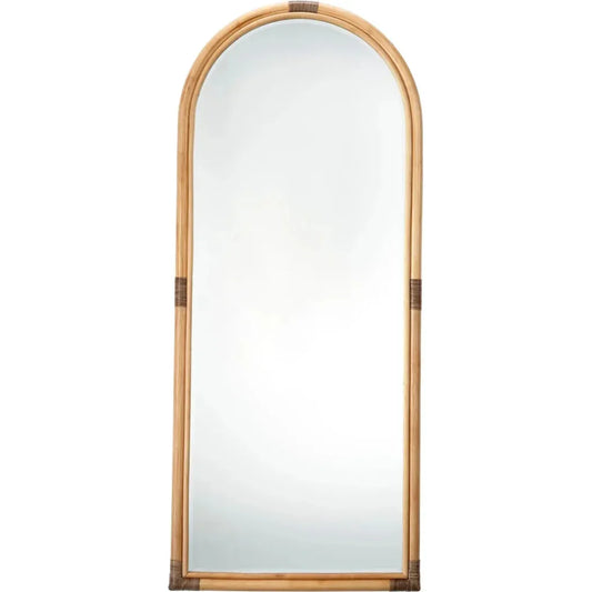 Saltwater Rattan d Vertical Floor Mirror-Floor Mirrors-Jamie Young-Natural-LOOMLAN