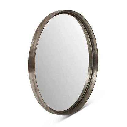 Samar Reclaimed Aluminum Round Mirror - LOOMLAN - Urbia - Wall Mirrors