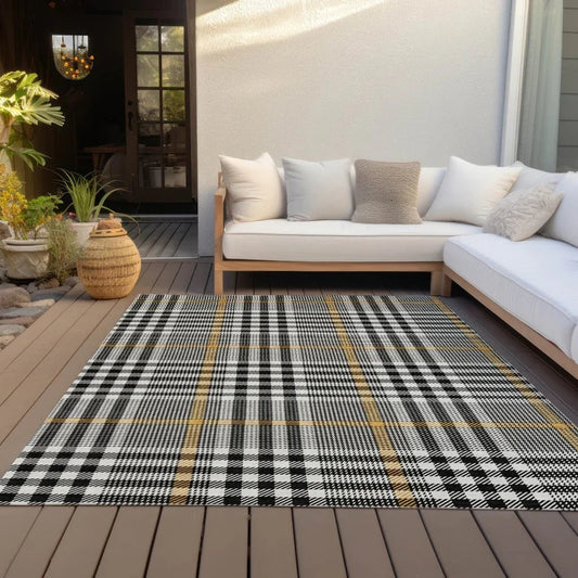 Samira Black Washable Indoor-Outdoor Rug-Outdoor Rugs-LOOMLAN Rugs-LOOMLAN