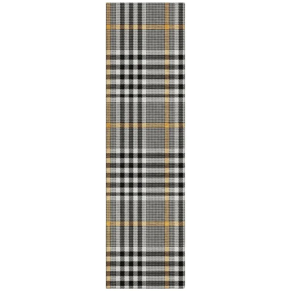 Samira Black Washable Indoor-Outdoor Rug-Outdoor Rugs-LOOMLAN Rugs-2'3" x 7'6"-LOOMLAN