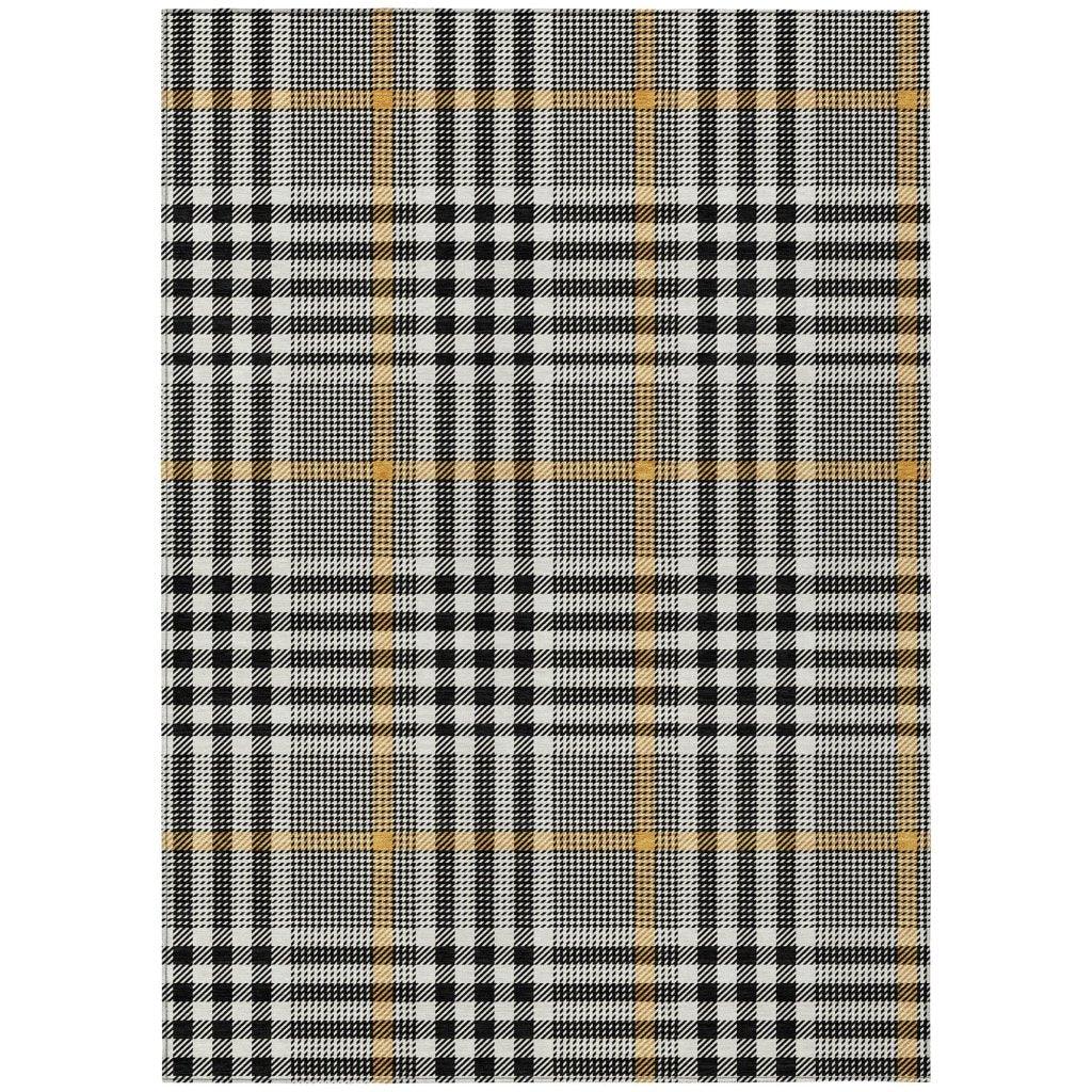 Samira Black Washable Indoor-Outdoor Rug-Outdoor Rugs-LOOMLAN Rugs-2'6" x 3'10"-LOOMLAN