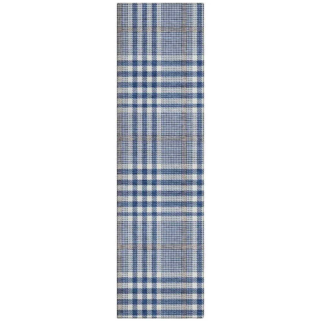 Samira Blue Washable Indoor-Outdoor Rug-Outdoor Rugs-LOOMLAN Rugs-2'3" x 7'6"-LOOMLAN