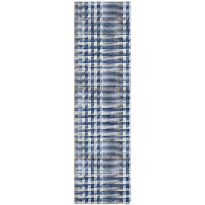 Samira Blue Washable Indoor-Outdoor Rug-Outdoor Rugs-LOOMLAN Rugs-2'3" x 7'6"-LOOMLAN