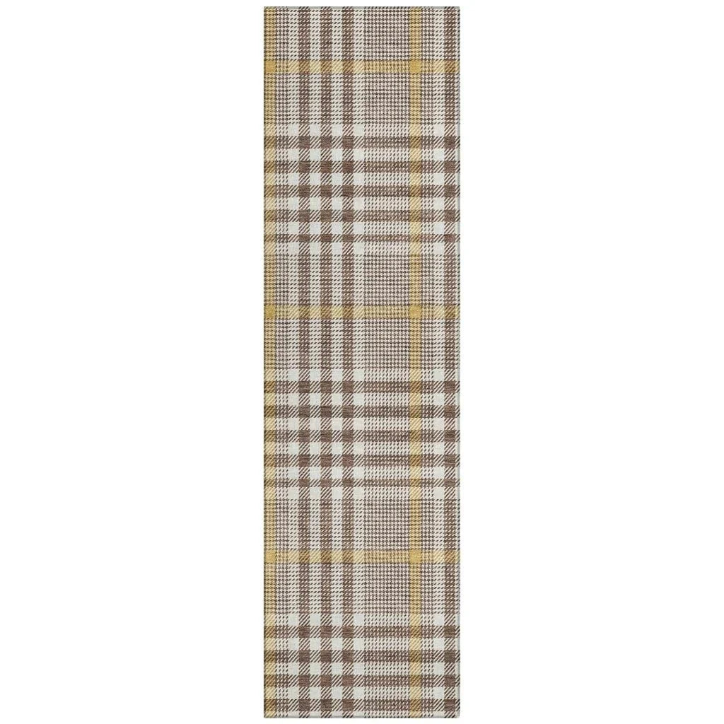 Samira Brown Washable Indoor-Outdoor Rug-Outdoor Rugs-LOOMLAN Rugs-2'3" x 7'6"-LOOMLAN