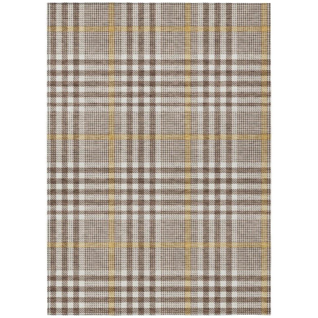 Samira Brown Washable Indoor-Outdoor Rug-Outdoor Rugs-LOOMLAN Rugs-2'6" x 3'10"-LOOMLAN
