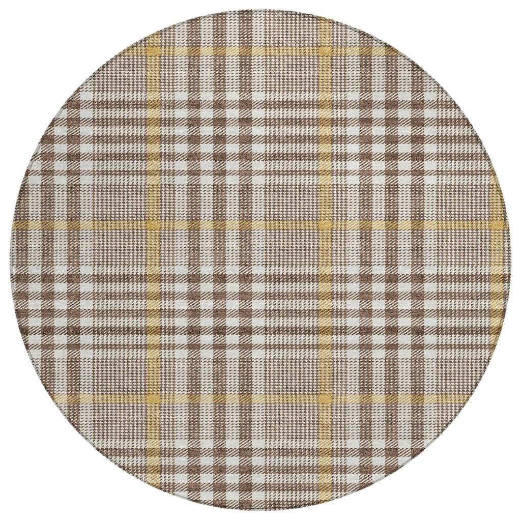 Samira Brown Washable Indoor-Outdoor Rug-Outdoor Rugs-LOOMLAN Rugs-8' x 8'-LOOMLAN