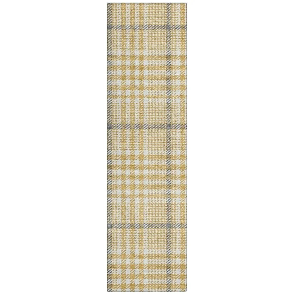 Samira Gold Washable Indoor-Outdoor Rug-Outdoor Rugs-LOOMLAN Rugs-2'3" x 7'6"-LOOMLAN