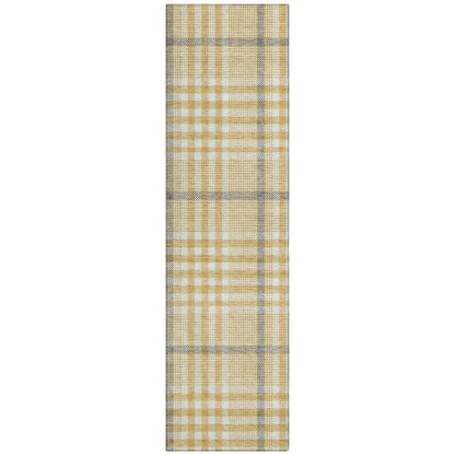 Samira Gold Washable Indoor-Outdoor Rug-Outdoor Rugs-LOOMLAN Rugs-2'3" x 7'6"-LOOMLAN