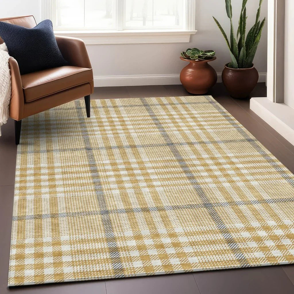 Samira Gold Washable Indoor-Outdoor Rug-Outdoor Rugs-LOOMLAN Rugs-LOOMLAN