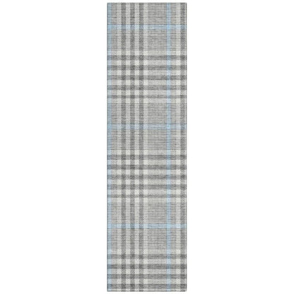 Samira Gray Washable Indoor-Outdoor Rug-Outdoor Rugs-LOOMLAN Rugs-2'3" x 7'6"-LOOMLAN