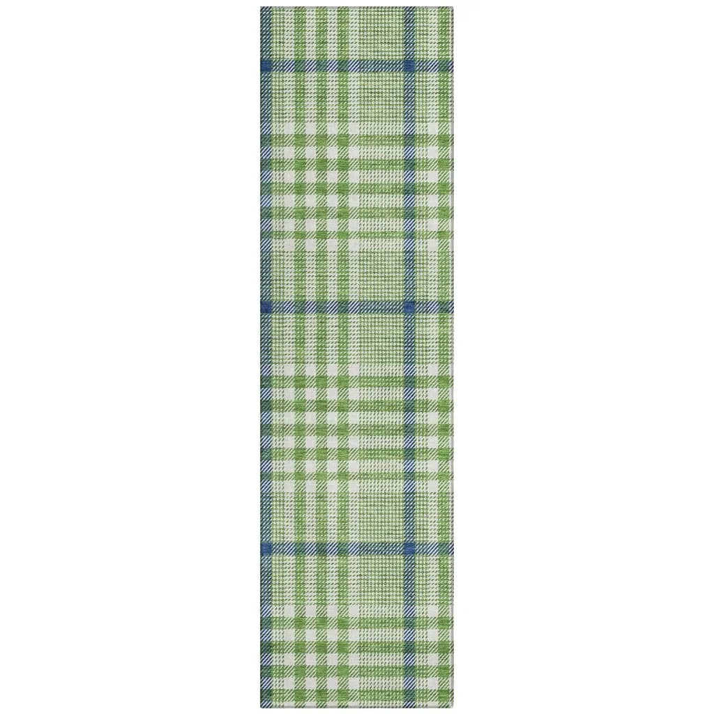 Samira Green Washable Indoor-Outdoor Rug-Outdoor Rugs-LOOMLAN Rugs-2'3" x 7'6"-LOOMLAN