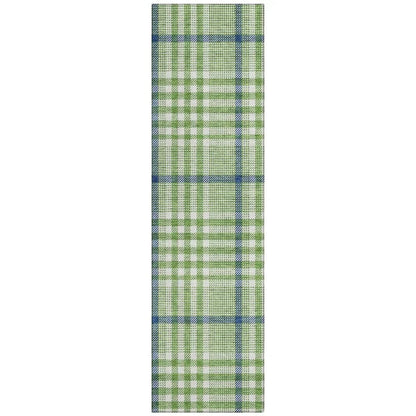 Samira Green Washable Indoor-Outdoor Rug-Outdoor Rugs-LOOMLAN Rugs-2'3" x 7'6"-LOOMLAN