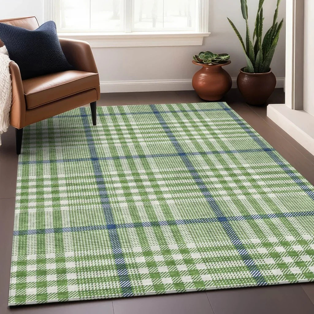 Samira Green Washable Indoor-Outdoor Rug-Outdoor Rugs-LOOMLAN Rugs-LOOMLAN
