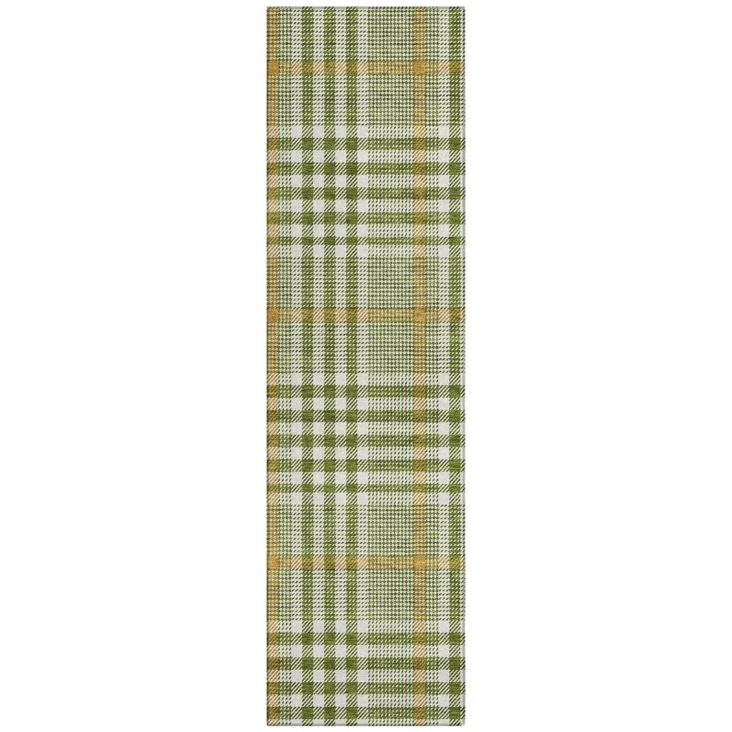Samira Olive Washable Indoor-Outdoor Rug-Outdoor Rugs-LOOMLAN Rugs-2'3" x 7'6"-LOOMLAN