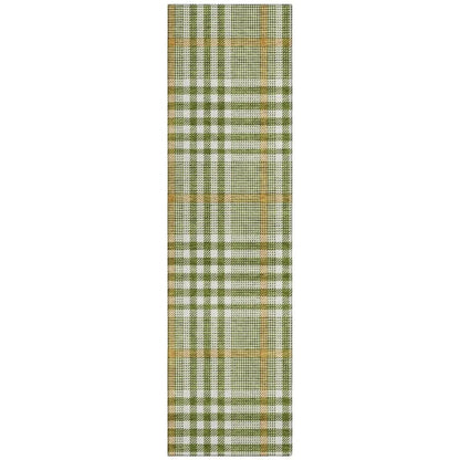 Samira Olive Washable Indoor-Outdoor Rug-Outdoor Rugs-LOOMLAN Rugs-2'3" x 7'6"-LOOMLAN
