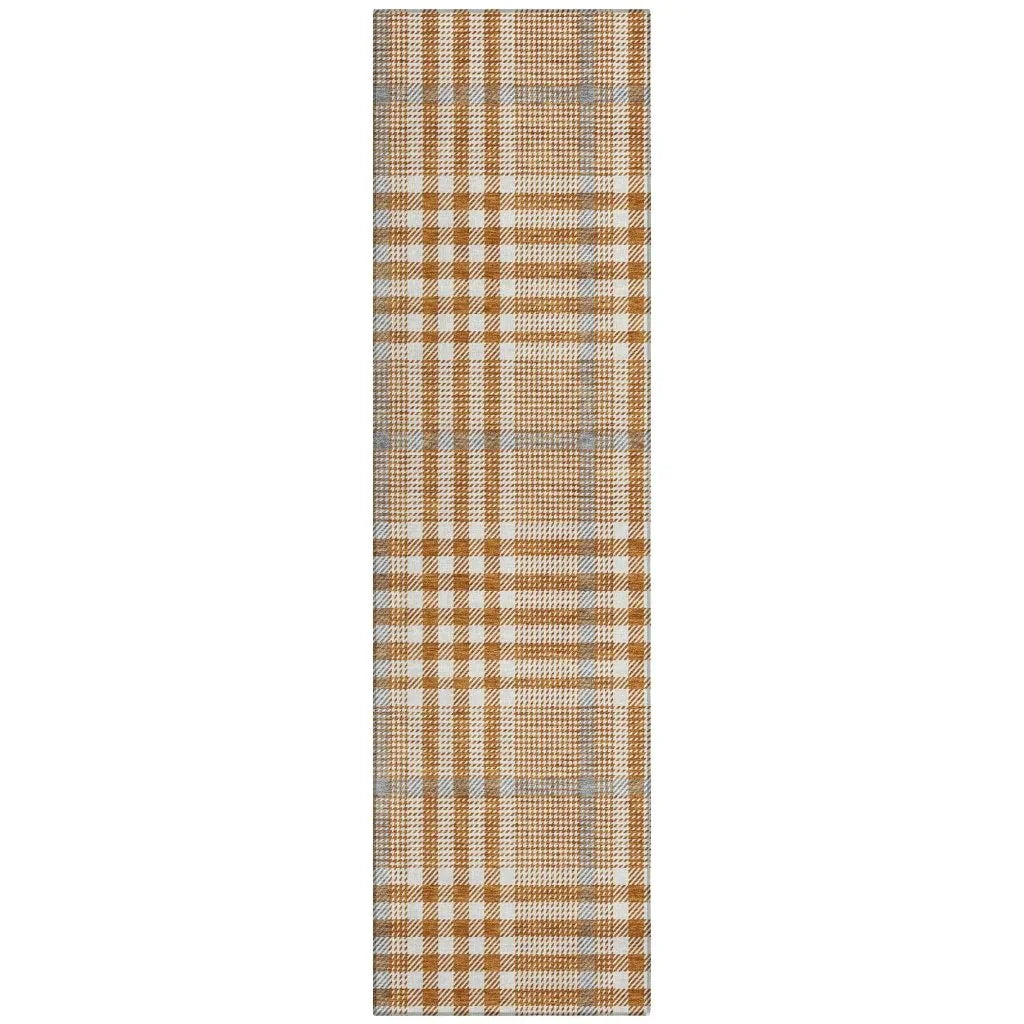 Samira Orange Washable Indoor-Outdoor Rug-Outdoor Rugs-LOOMLAN Rugs-2'3" x 7'6"-LOOMLAN