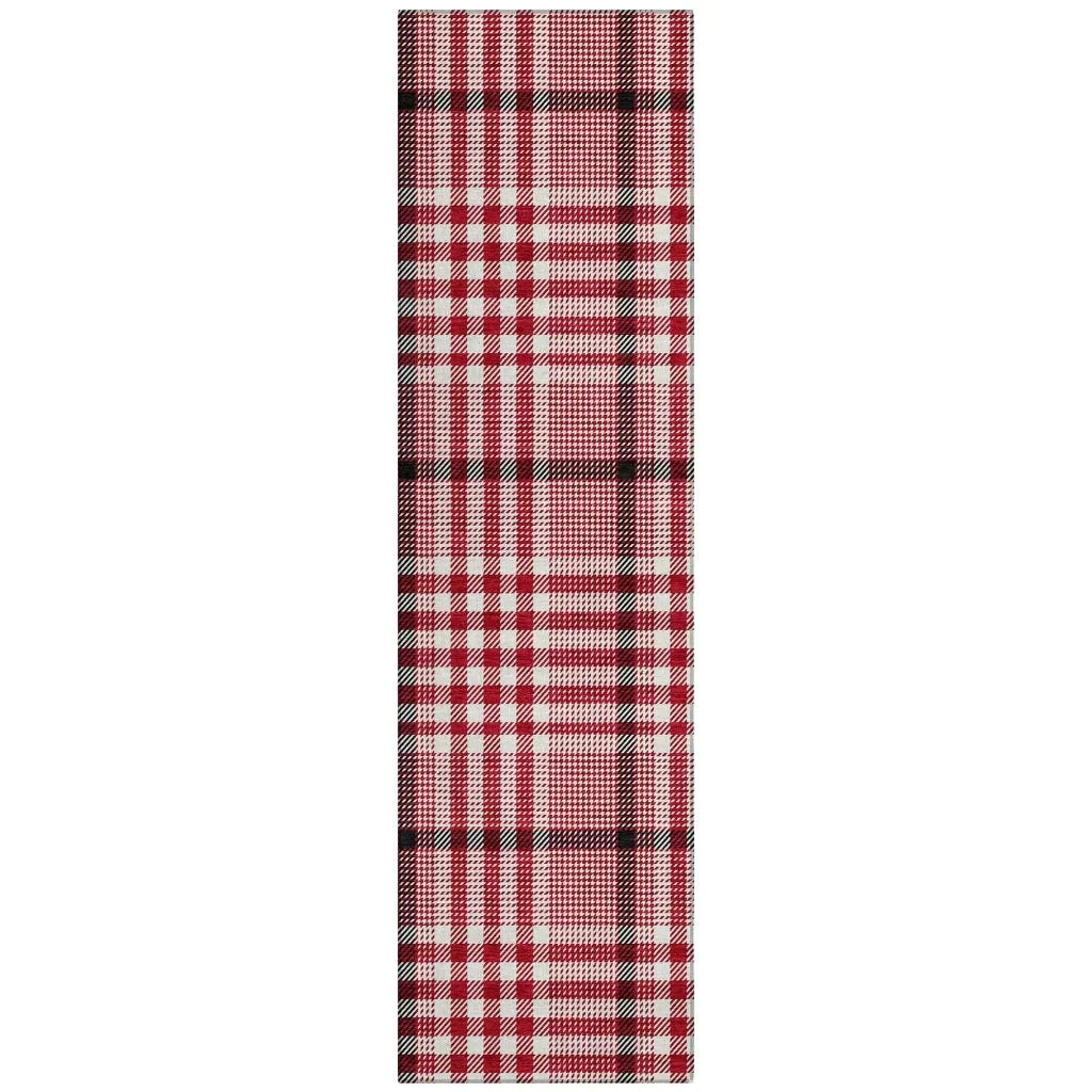 Samira Red Washable Indoor-Outdoor Rug-Outdoor Rugs-LOOMLAN Rugs-2'3" x 7'6"-LOOMLAN