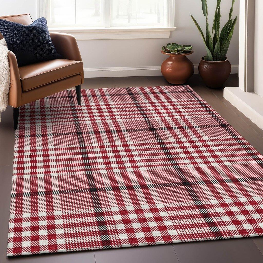 Samira Red Washable Indoor-Outdoor Rug-Outdoor Rugs-LOOMLAN Rugs-LOOMLAN