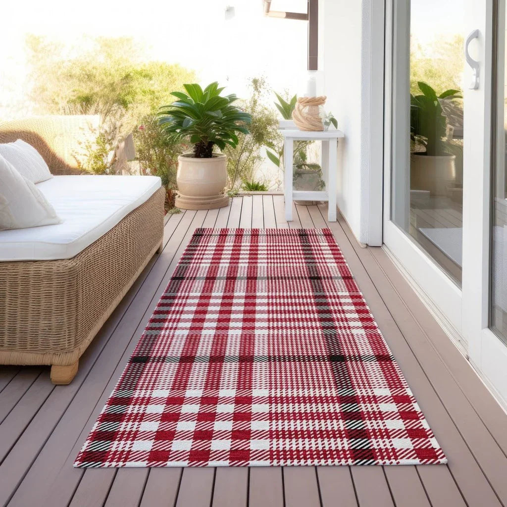Samira Red Washable Indoor-Outdoor Rug-Outdoor Rugs-LOOMLAN Rugs-LOOMLAN