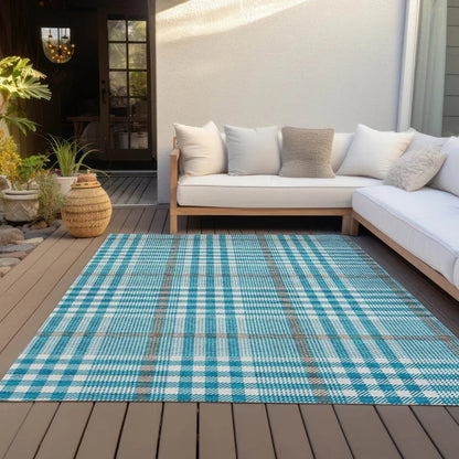 Samira Teal Washable Indoor-Outdoor Rug-Outdoor Rugs-LOOMLAN Rugs-LOOMLAN