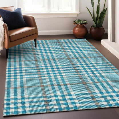 Samira Teal Washable Indoor-Outdoor Rug-Outdoor Rugs-LOOMLAN Rugs-LOOMLAN
