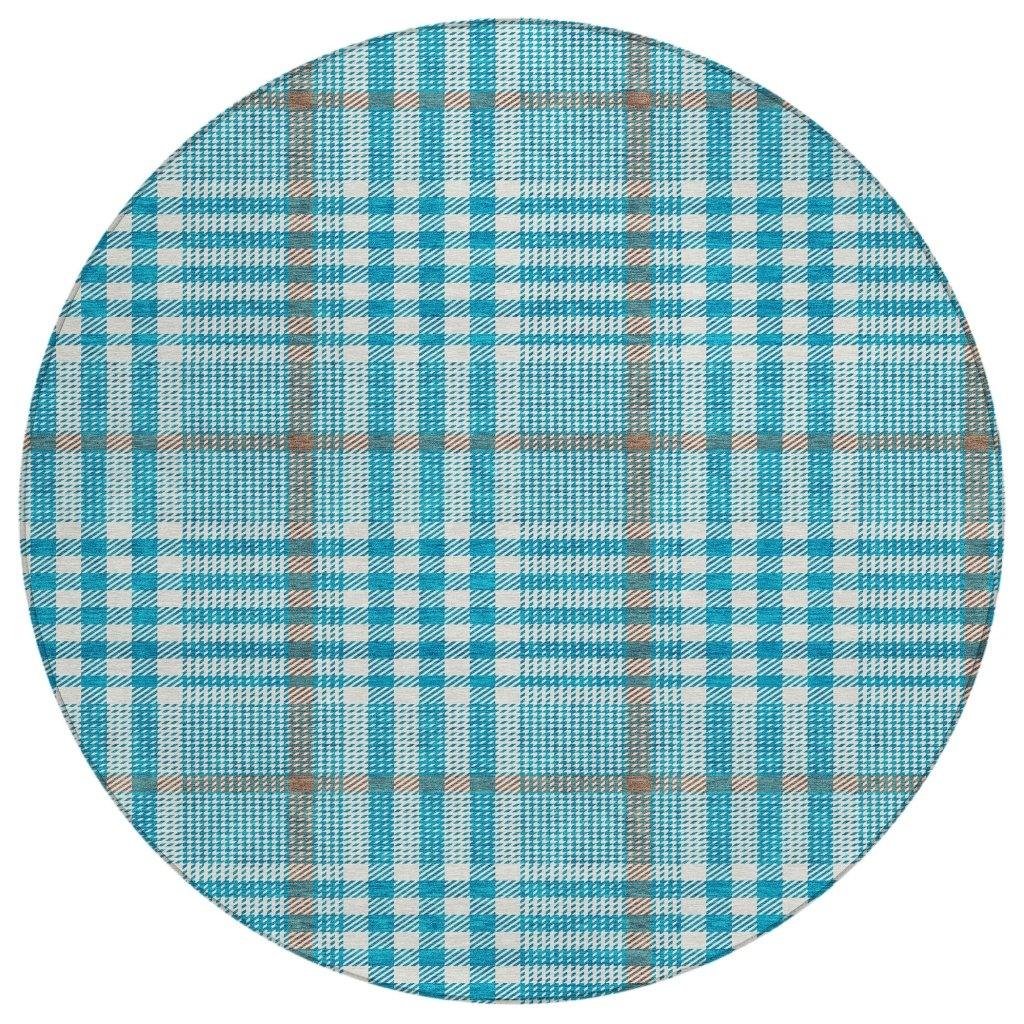 Samira Teal Washable Indoor-Outdoor Rug-Outdoor Rugs-LOOMLAN Rugs-8' x 8'-LOOMLAN