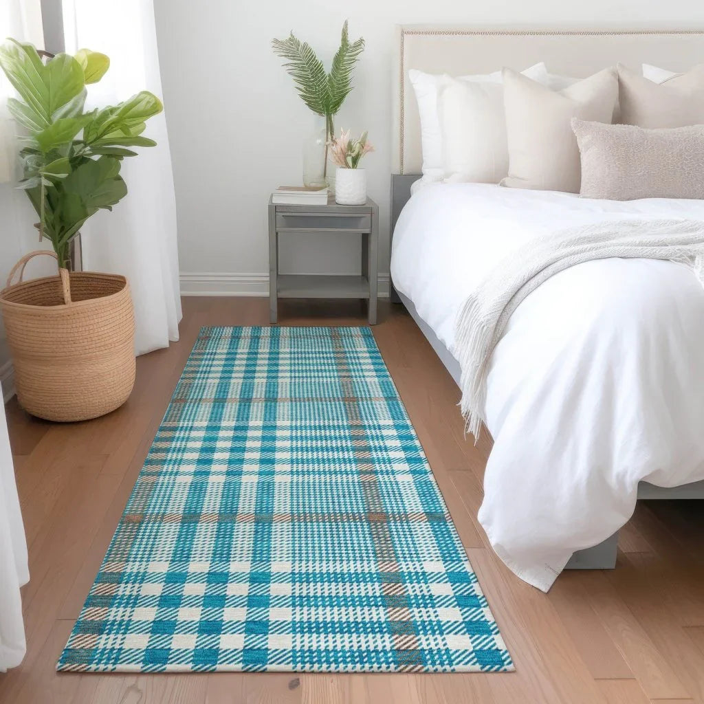 Samira Teal Washable Indoor-Outdoor Rug-Outdoor Rugs-LOOMLAN Rugs-LOOMLAN