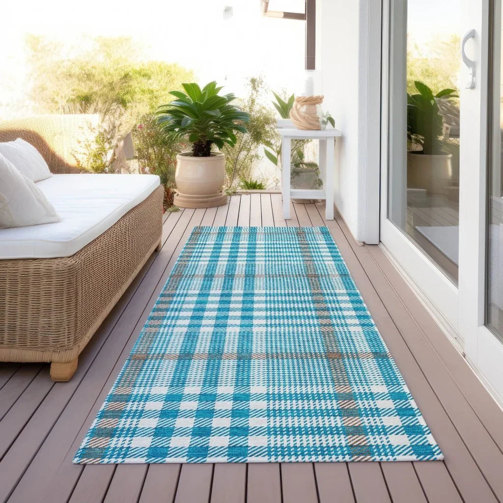 Samira Teal Washable Indoor-Outdoor Rug-Outdoor Rugs-LOOMLAN Rugs-LOOMLAN