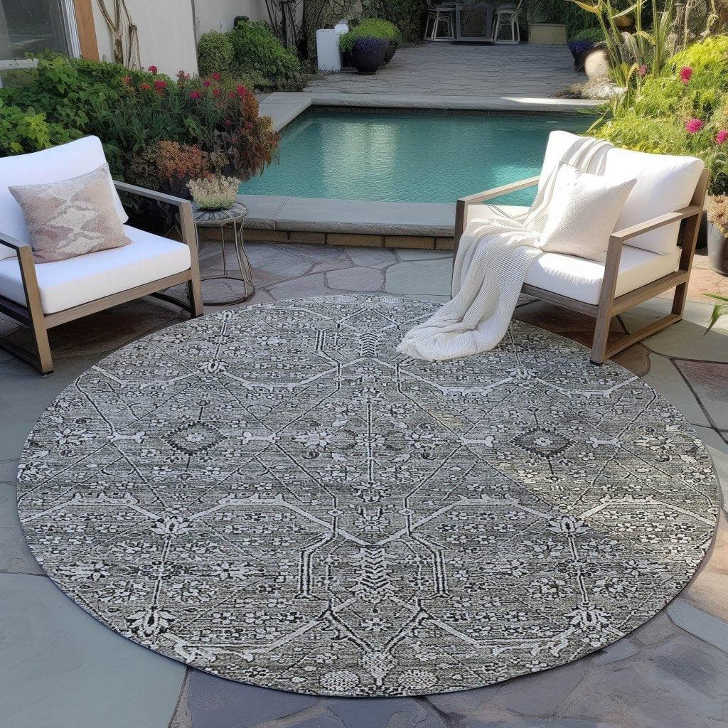 Samirah Gray Washable Indoor - Outdoor Rug - LOOMLAN - LOOMLAN Rugs - Outdoor Rugs