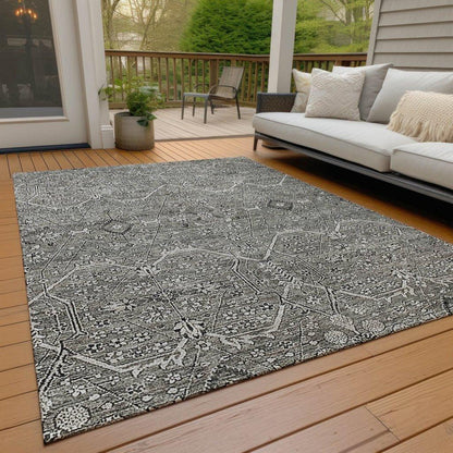 Samirah Gray Washable Indoor - Outdoor Rug - LOOMLAN - LOOMLAN Rugs - Outdoor Rugs