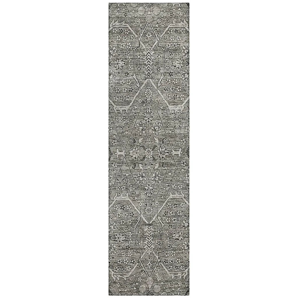 Samirah Gray Washable Indoor - Outdoor Rug - LOOMLAN - LOOMLAN Rugs - Outdoor Rugs
