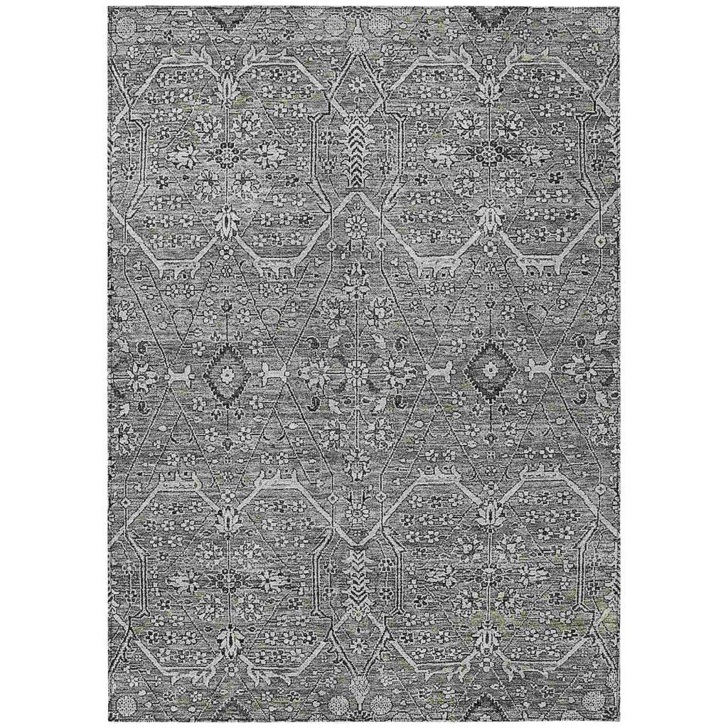 Samirah Gray Washable Indoor - Outdoor Rug - LOOMLAN - LOOMLAN Rugs - Outdoor Rugs