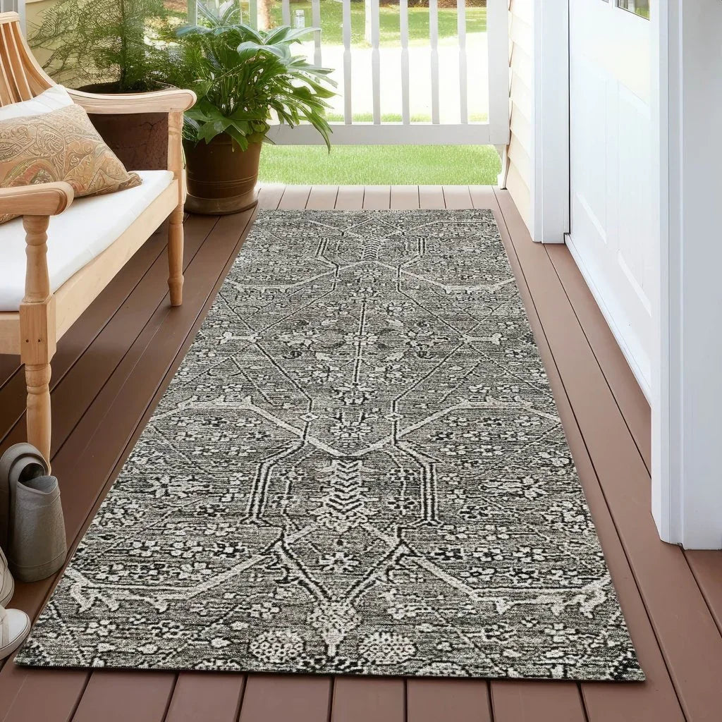 Samirah Gray Washable Indoor - Outdoor Rug - LOOMLAN - LOOMLAN Rugs - Outdoor Rugs