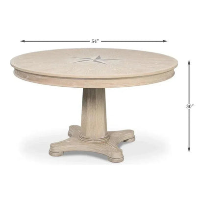 Samuel Oak Wood Beige Round Dining Table-Dining Tables-Sarreid-LOOMLAN